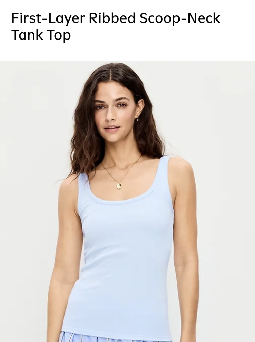 First-Layer Ribbed Scoop-Neck Tank Top - Light Blue Size Large Tall.
